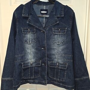 L.A. Blues Womens Stretch Dark Blue Jean Jacket Size L